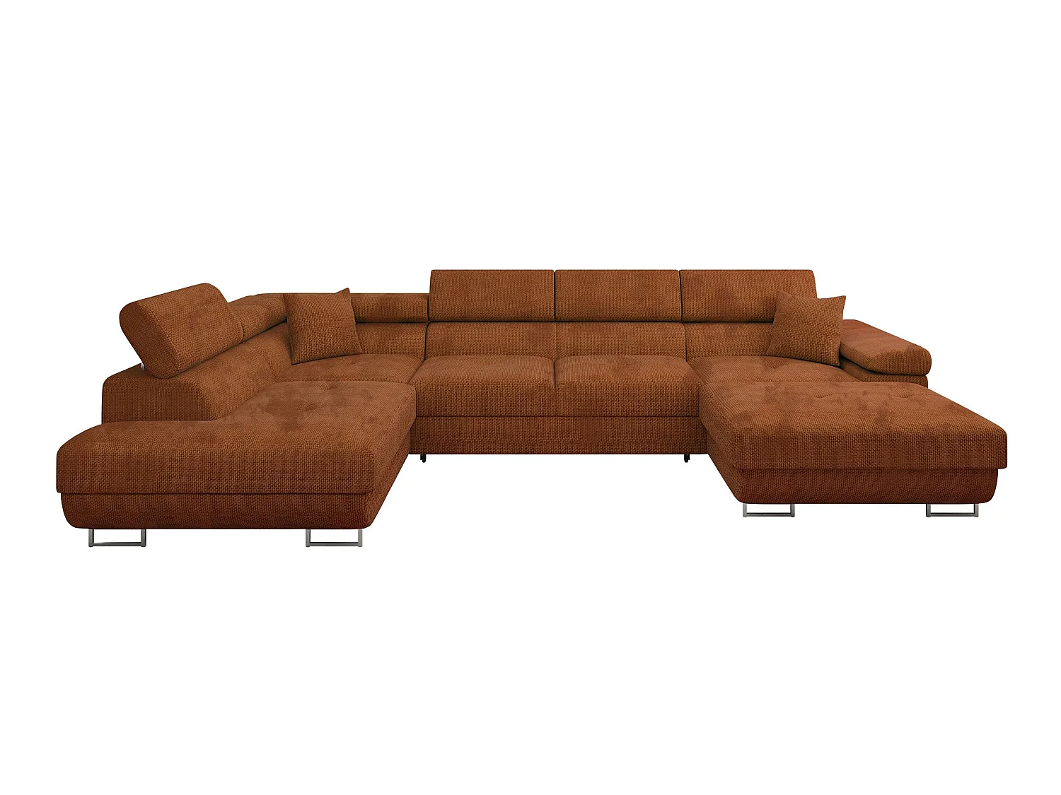 Canapé d'angle convertible 3 places en tissu rouge 346x203x70 cm