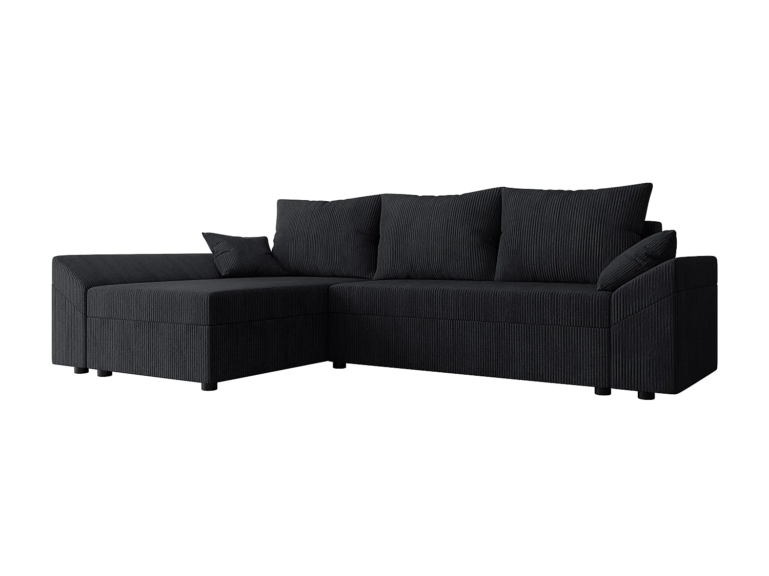 Sofá rinconero Memphis 104, Negro, Función de descanso, Almacenaje