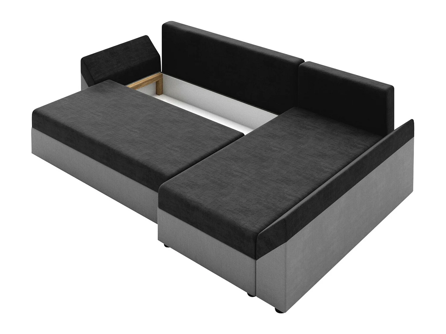 Sofá rinconero Memphis 104, Negro, Función de descanso, Almacenaje