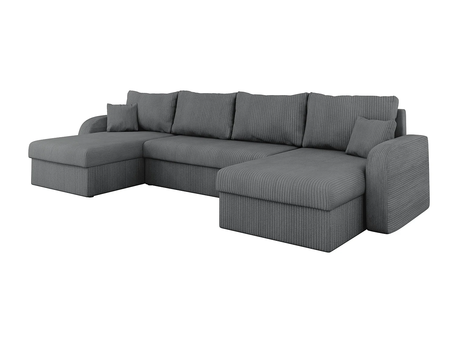 Sofá rinconero Comfivo 233, Gris, Función de descanso, Almacenaje, 304x140x80cm