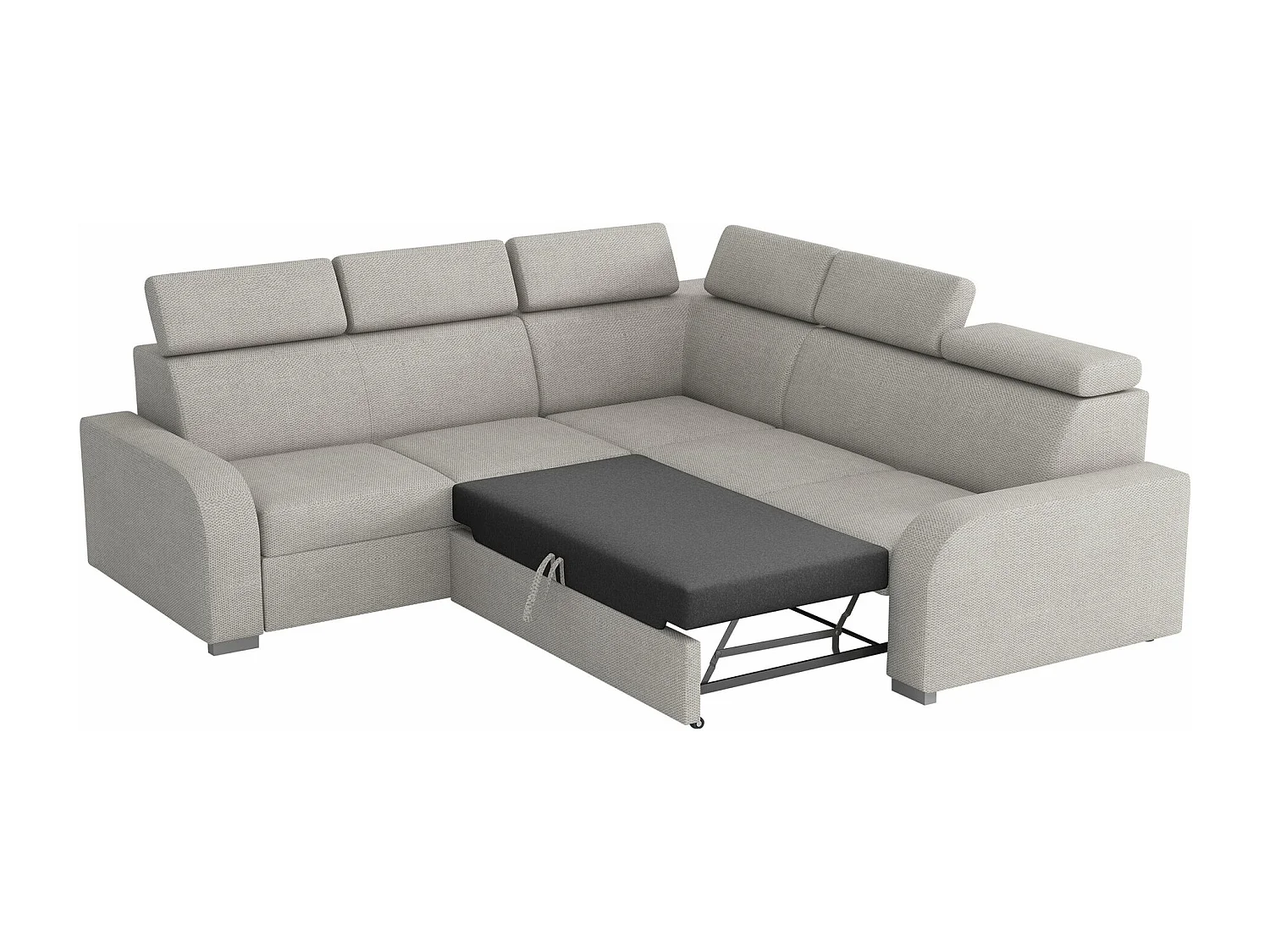 Sofá rinconero Etrcala 101, Gris, Función de descanso, Almacenaje, 250x250x100cm