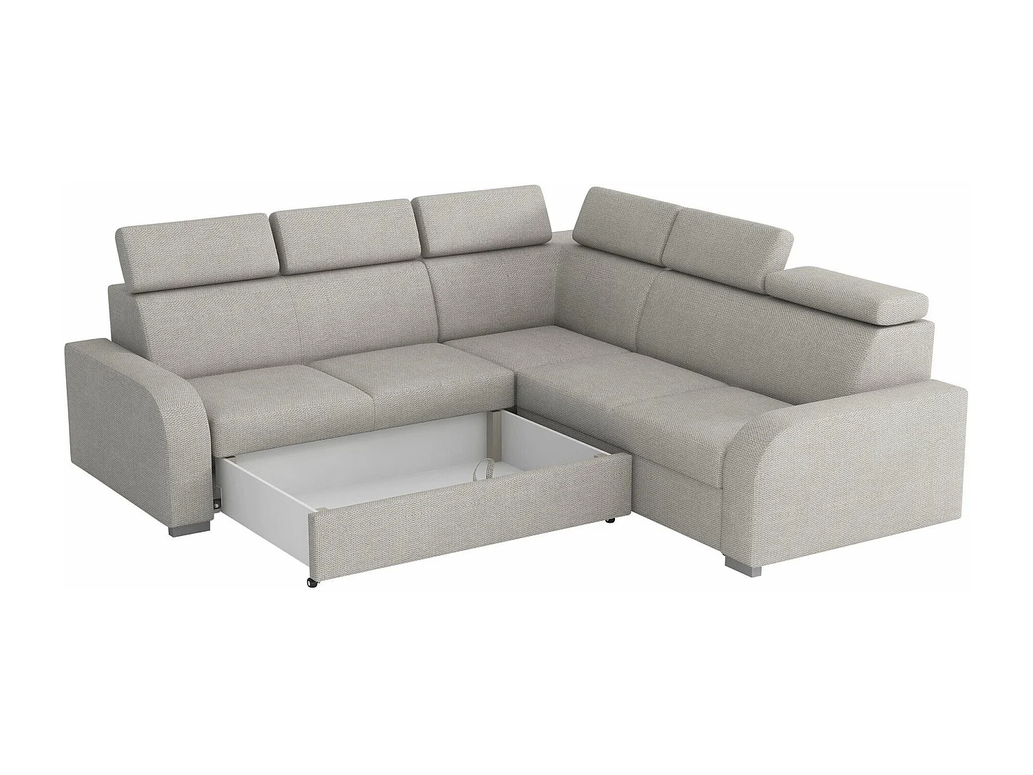 Sofá rinconero Etrcala 101, Gris, Función de descanso, Almacenaje, 250x250x100cm