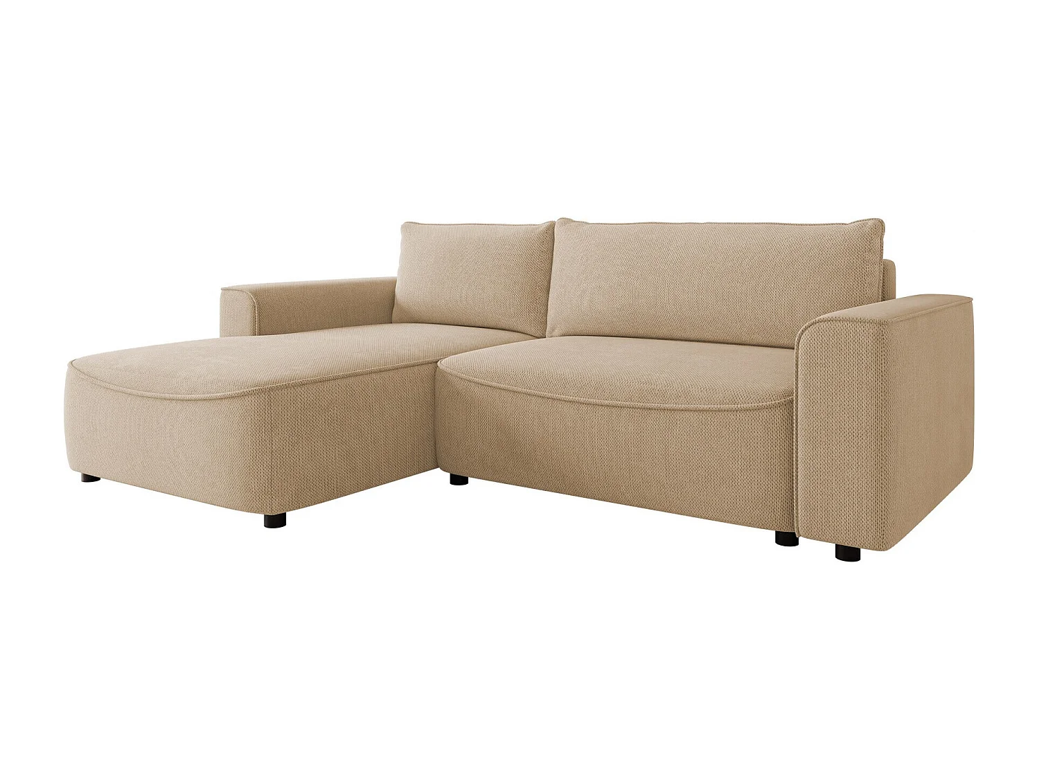 Sofá rinconero TrendyNest 105, De color marrón claro, Función de descanso, Almacenaje,