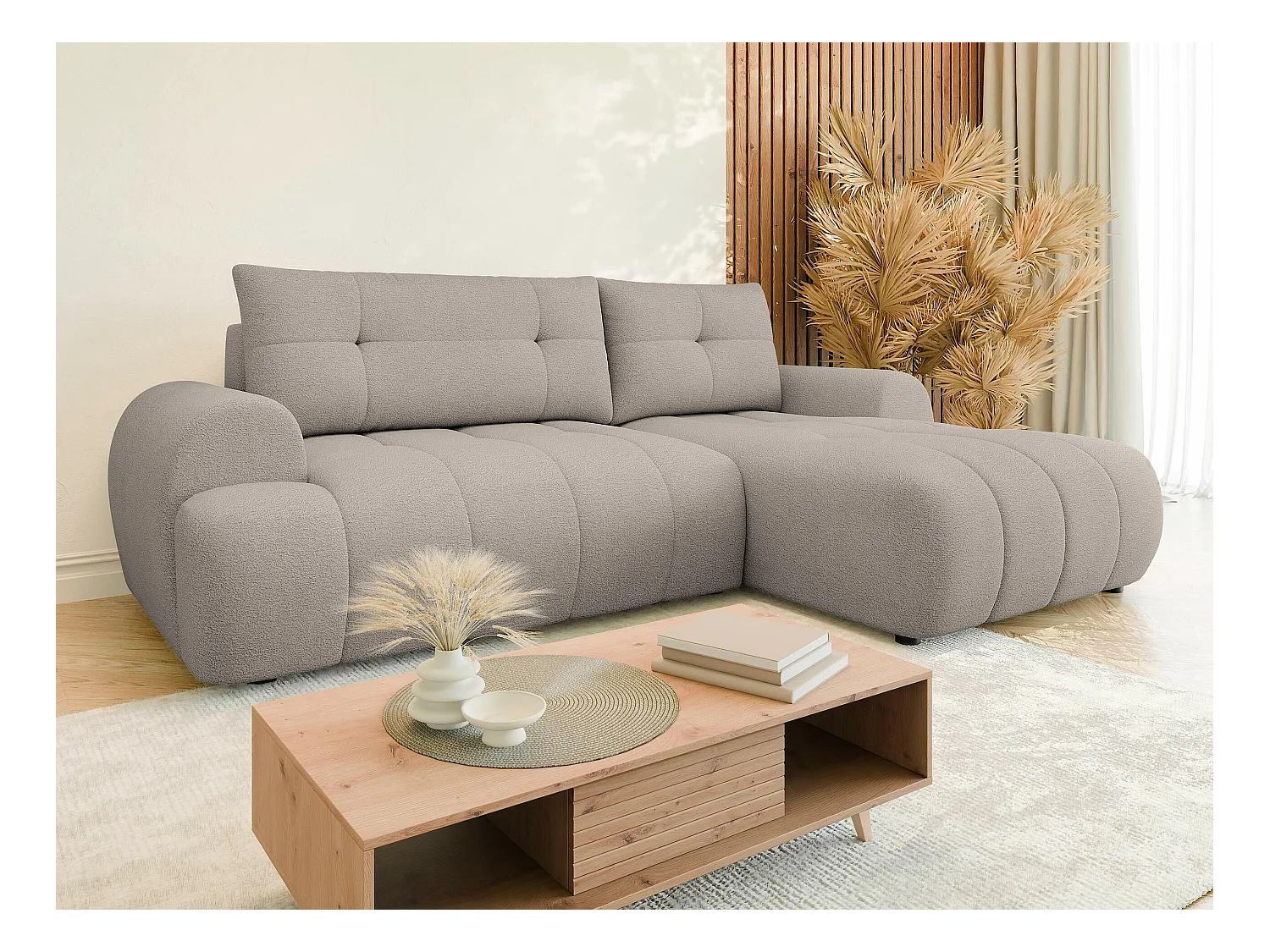 Divano angolare TrendyNest 104, Nocciola, Con, 265x177x93cm