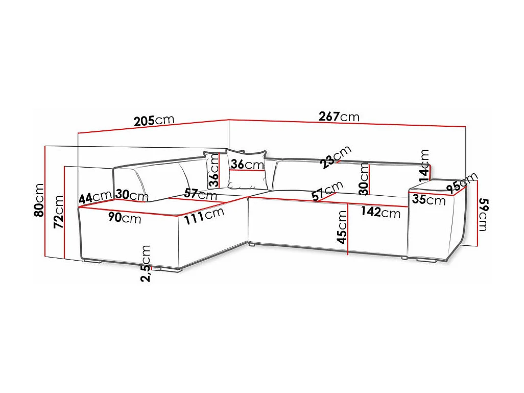 Sofá de canto Comfivo 289, Cinzento, Funcionalidade de dormir