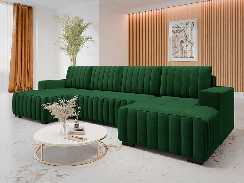 Canapé d'angle Columbus 232, Vert, Disponible, 310x140x85cm