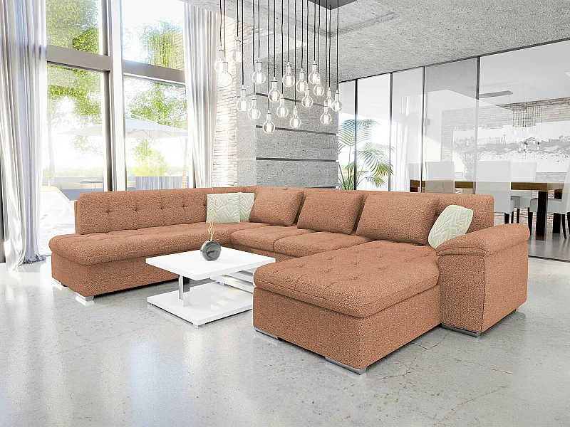 Canapé d'angle Comfivo 170, Marron, Fonction de couchage, Boîte de literie, 348x205x76cm