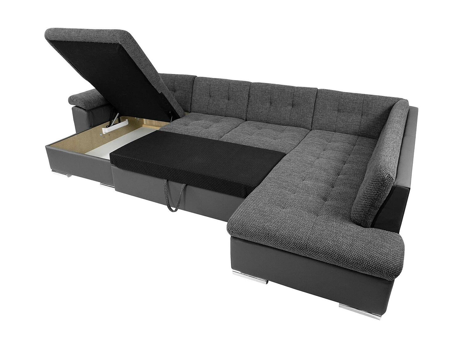 Sofá rinconero Comfivo 170, Marrón, Función de descanso, Almacenaje, 348x205x76cm