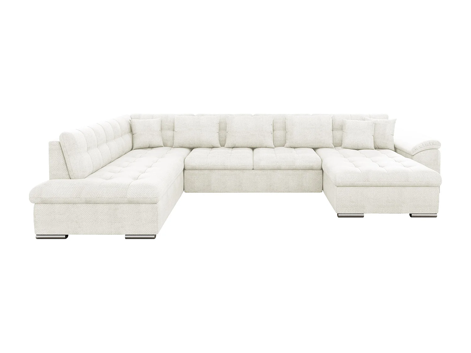 Sofá rinconero Comfivo Gemma II, Blanco, Función de descanso, 348x205x76cm