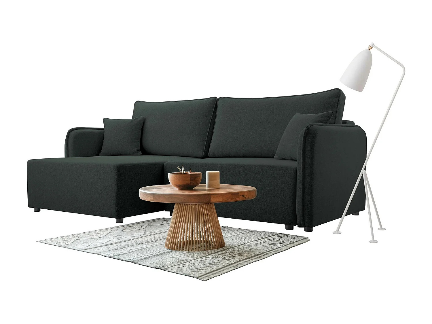 Canapé d'angle TrendyNest 111, Gris, Disponible, 227x147x93cm