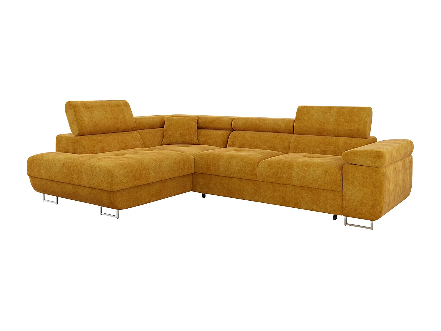 Sofá rinconero Comfivo Eliferu 100, Amarillo, Función de descanso, Almacenaje, 274x203cm