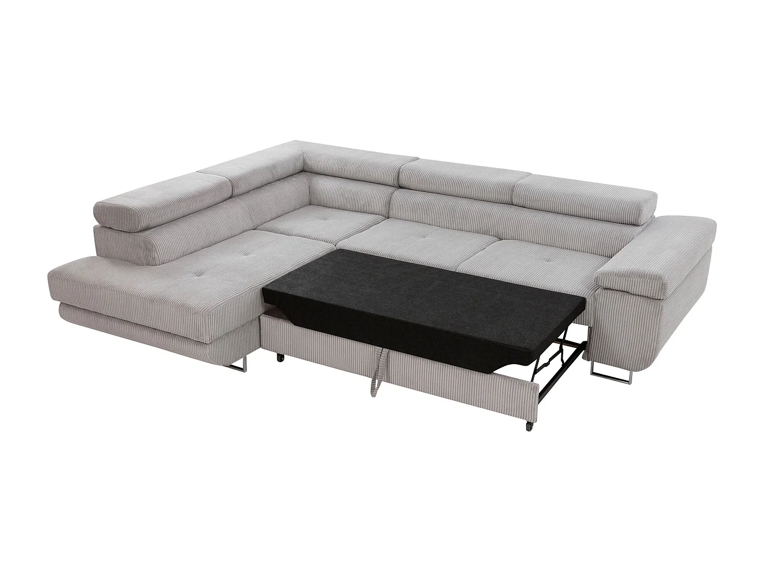 Canapé d'angle convertible 3 places en velours jaune 274x203x70 cm