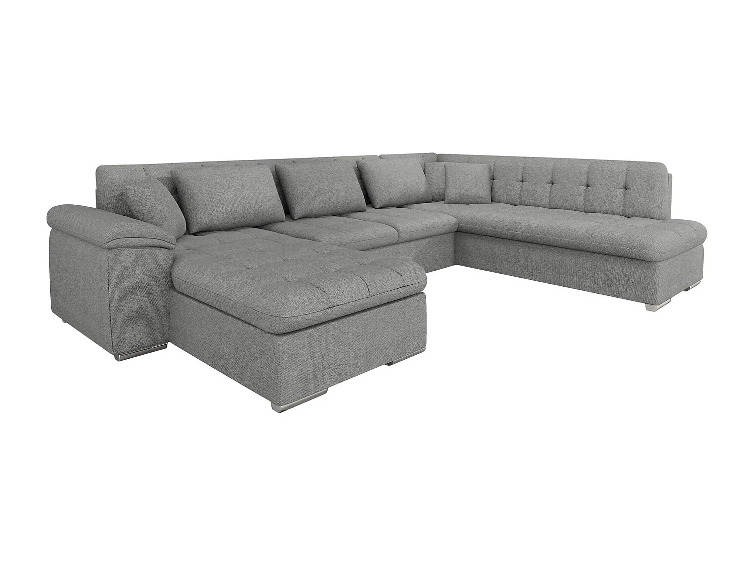 Sofá rinconero Comfivo 128, Gris, Función de descanso, 348x205x76cm