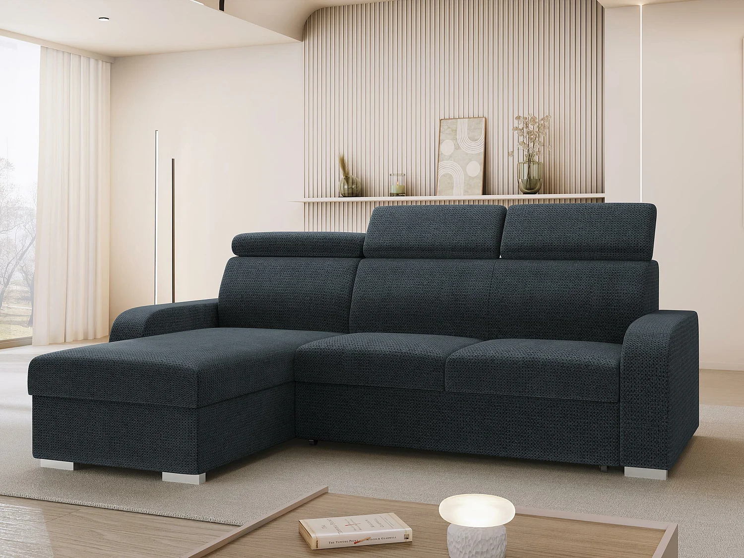 Canapé d'angle Ovos, Bleu, Disponible, 235x170x85cm