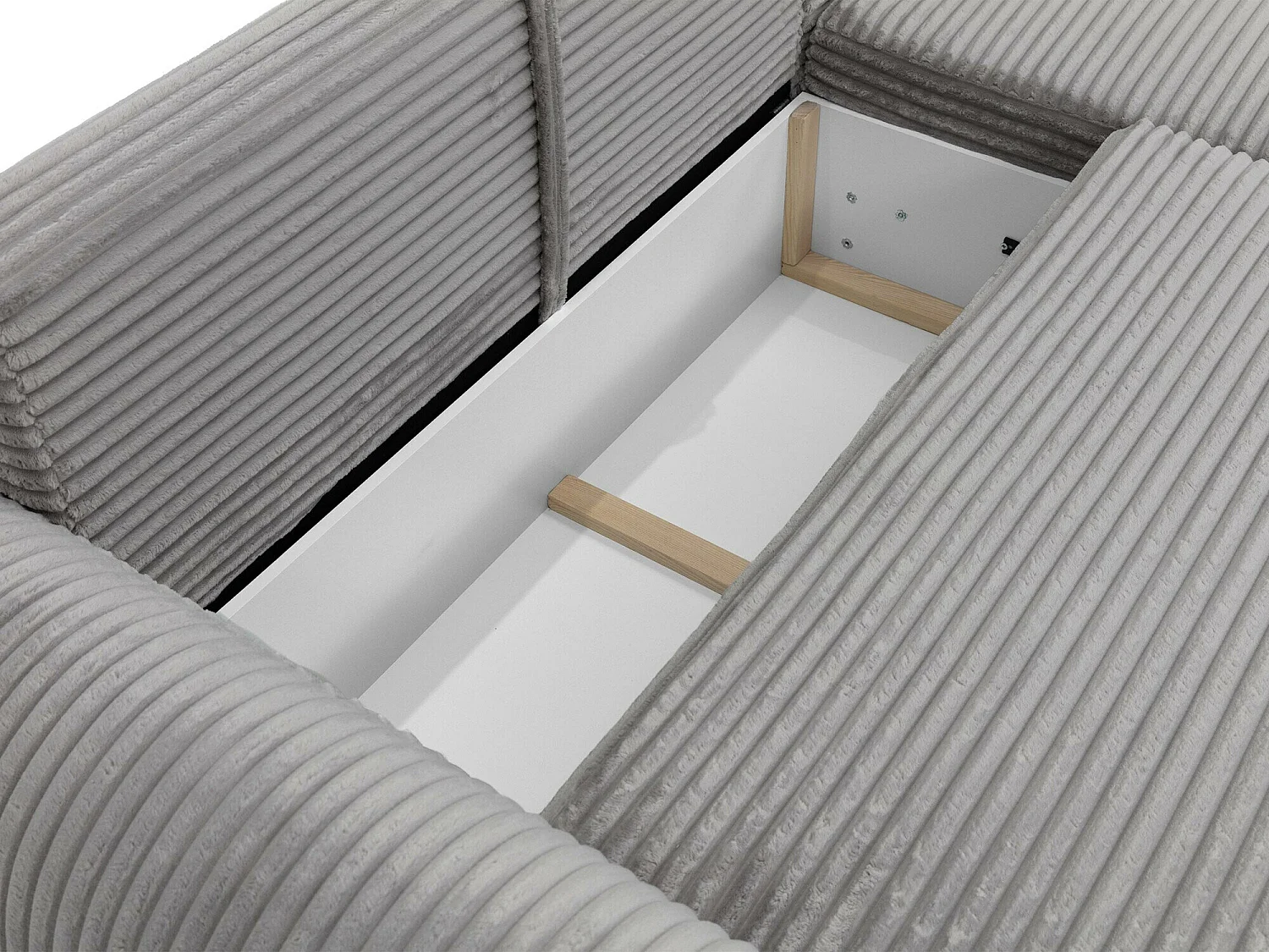 Canapé d'angle TrendyNest Strigina, Brun clair, Disponible, 267x177x93cm