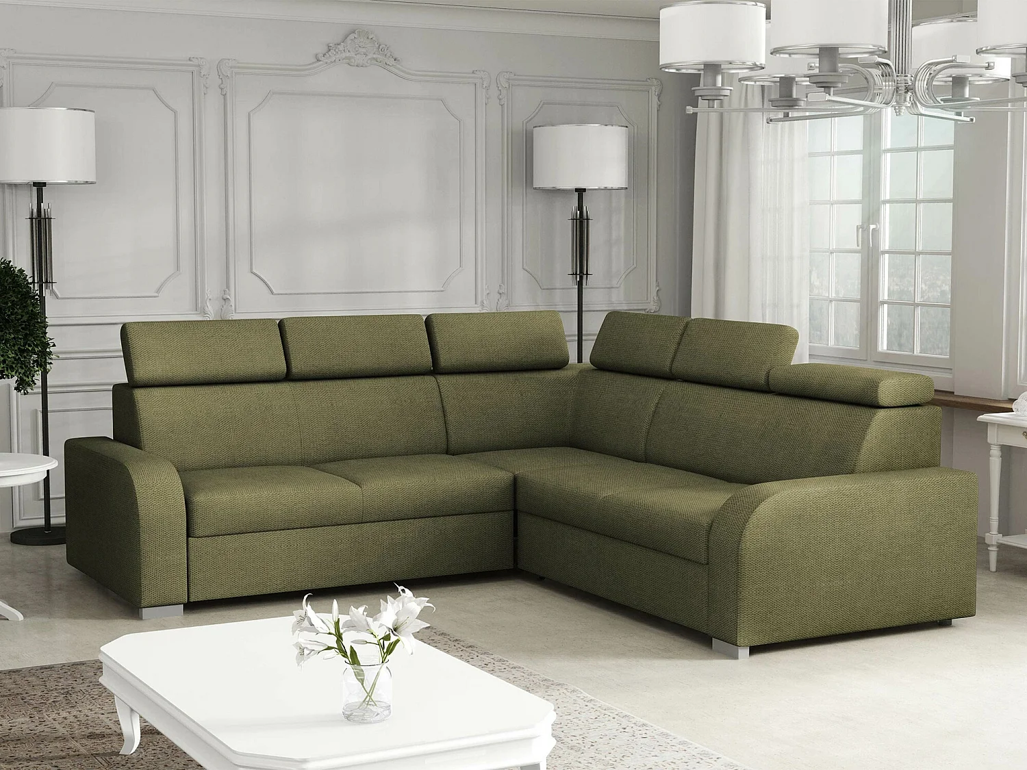 Canapé d'angle Etrcala 101, Vert, Disponible, 250x250x100cm