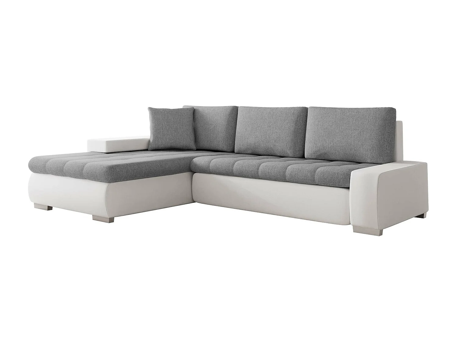 Sofá rinconero Comfivo 112, Gris, Función de descanso, Almacenaje, 265x185x85cm