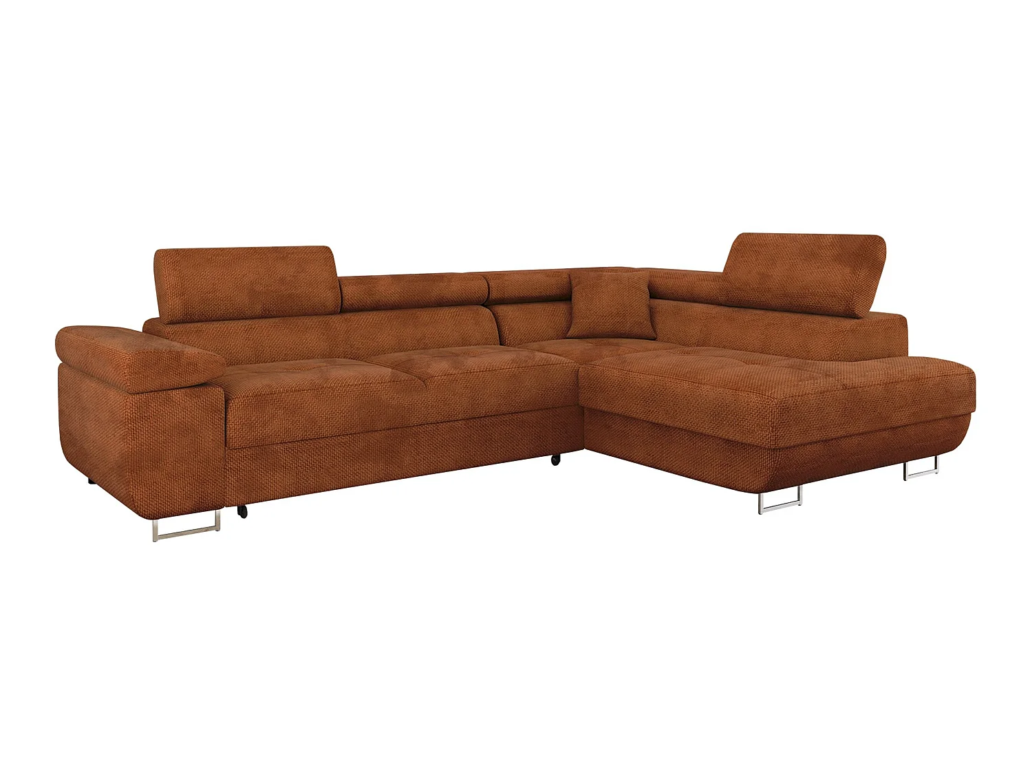 Canapé d'angle convertible 3 places en tissu rouge 274x203x70 cm