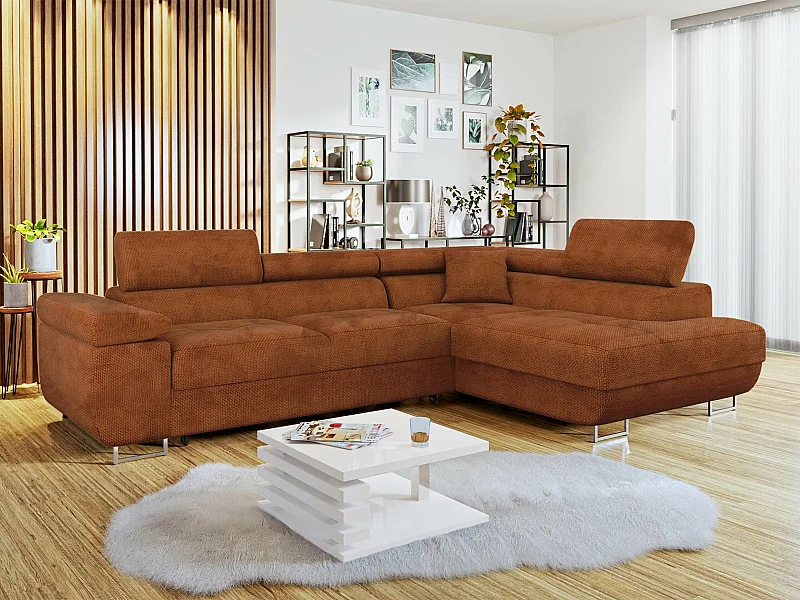 Canapé d'angle Comfivo Eliferu 100, Rouge, Disponible, 274x203x70cm