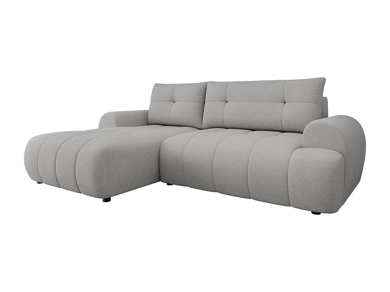 Canapé d'angle TrendyNest 104, Gris, Fonction de couchage, Boîte de literie, 265x177x93cm