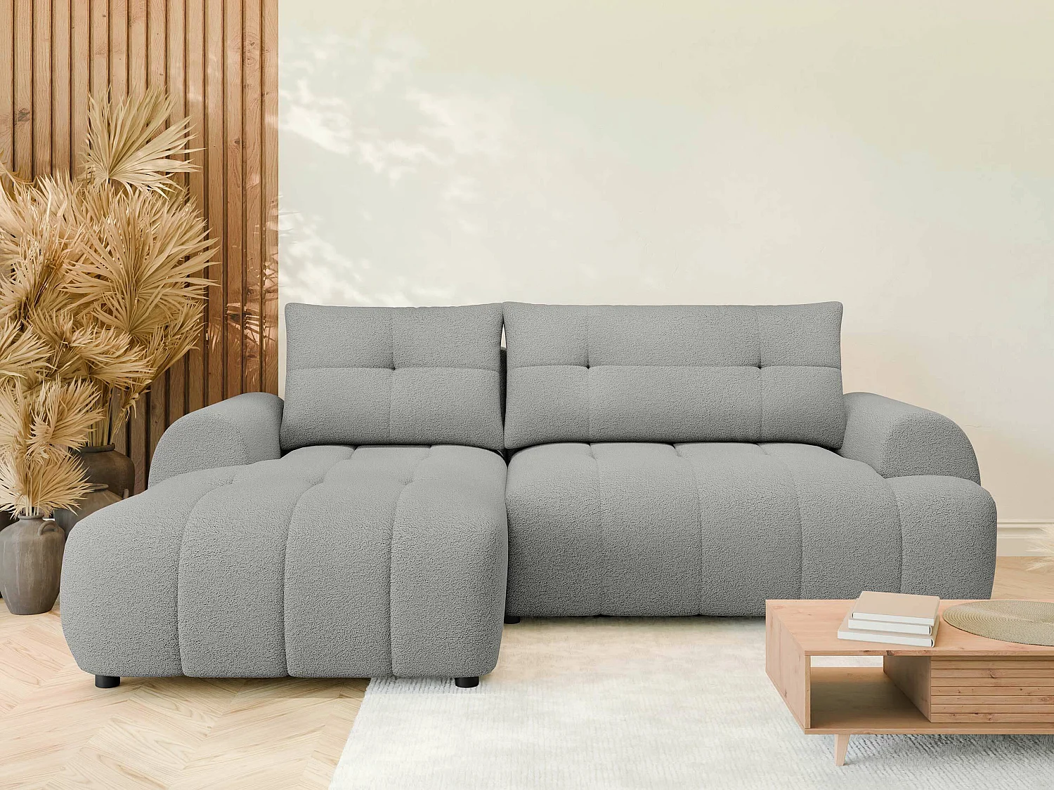 Canapé d'angle TrendyNest 104, Gris, Disponible, 265x177x93cm