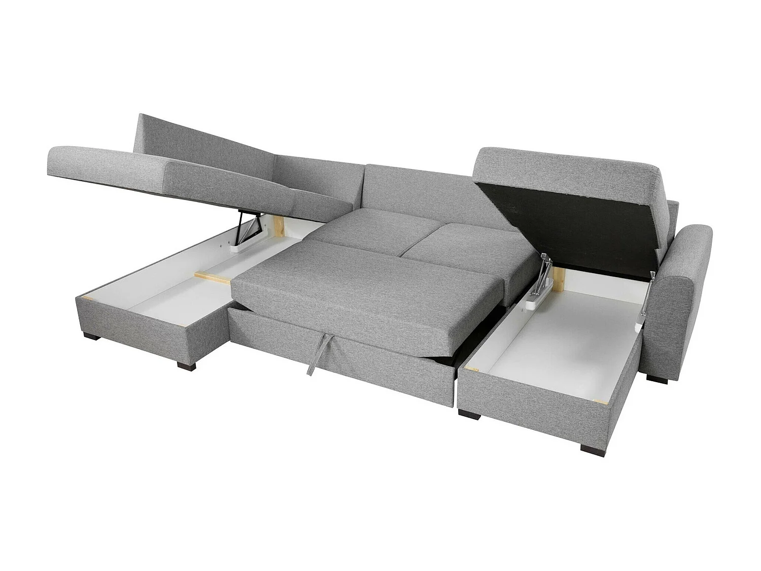 Sofá rinconero Comfivo 261, Turquesa, Función de descanso, Almacenaje, 305x188x85cm