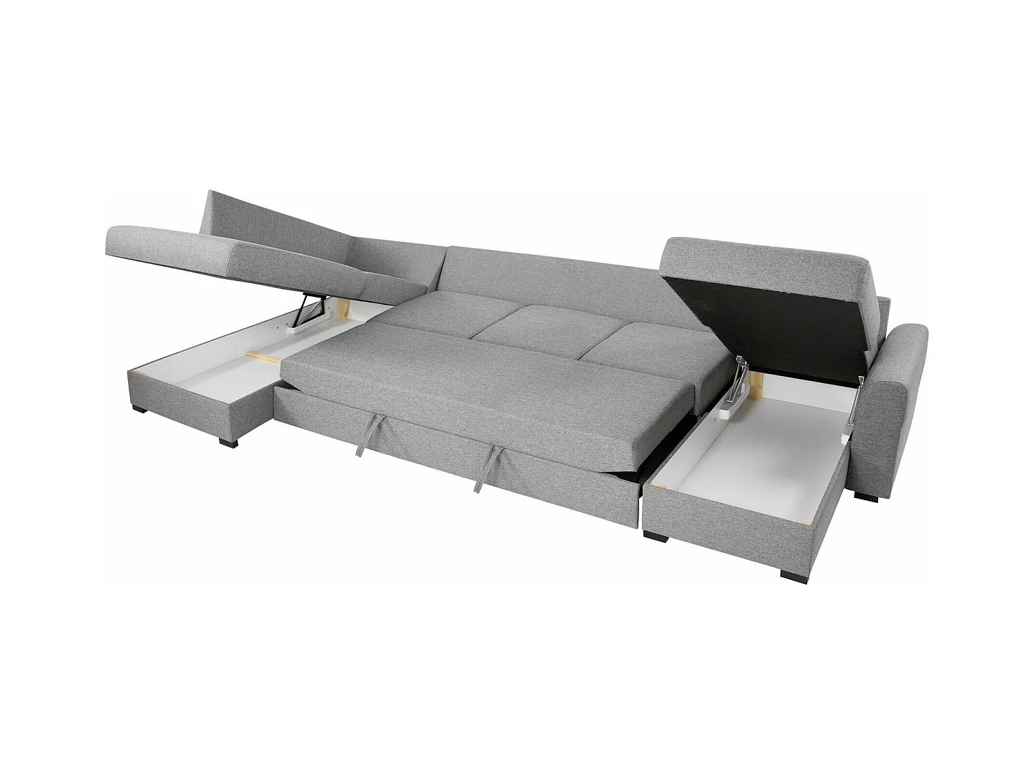 Canapé d'angle Comfivo 191, Blanc, Fonction de couchage, Boîte de literie, 370x186x85cm