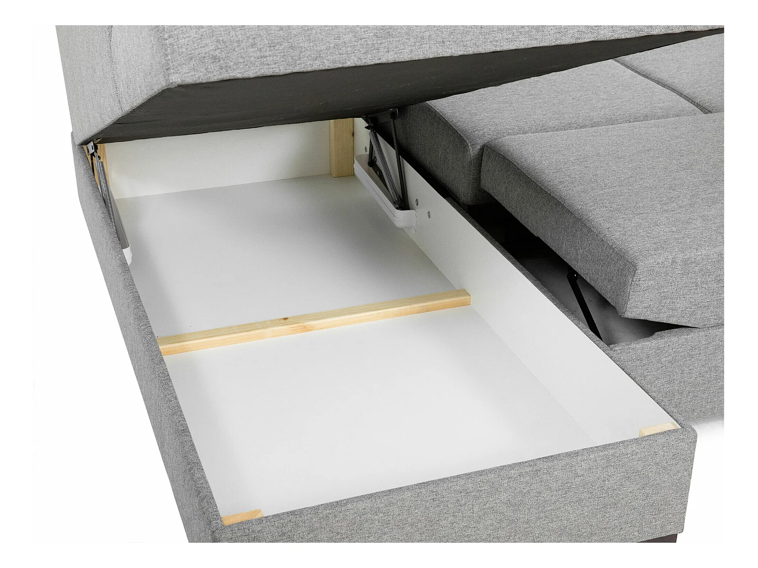 Canapé d'angle Comfivo 191, Blanc, Fonction de couchage, Boîte de literie, 370x186x85cm