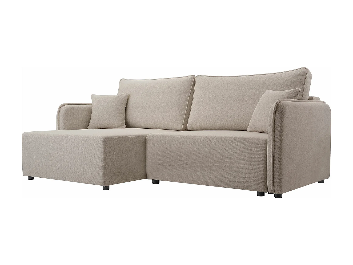 Canapé d'angle TrendyNest 111, Brun clair, Fonction de couchage, Boîte de literie, 227cm