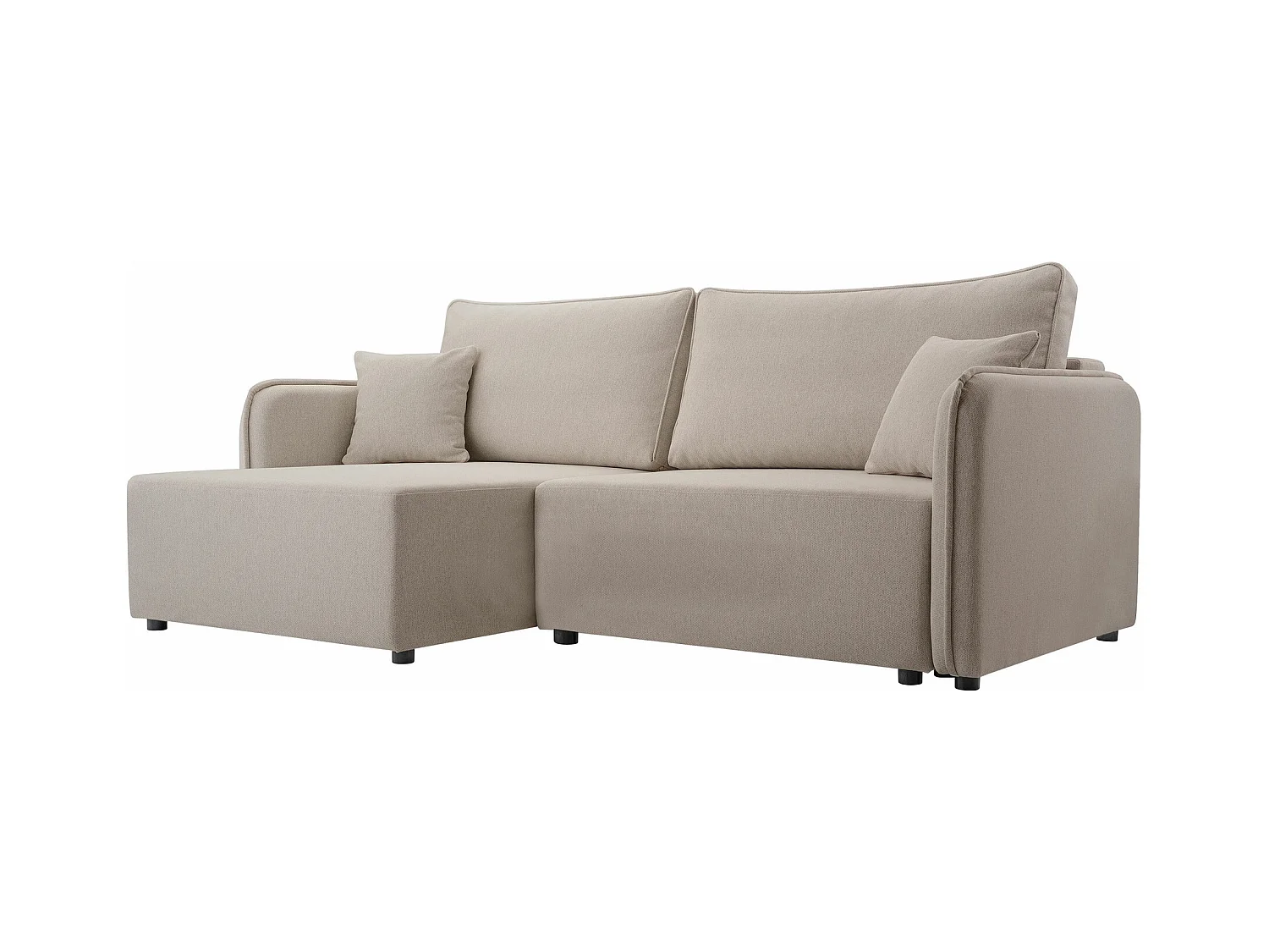 Canapé d'angle TrendyNest 111, Brun clair, Fonction de couchage, Boîte de literie, 227cm