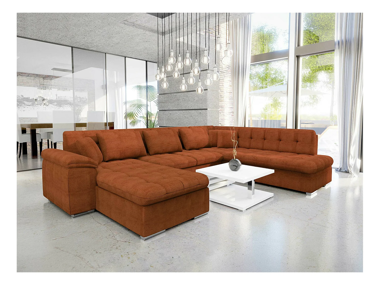 Divano angolare Comfivo 114, Marrone, Con, 348x205x76cm