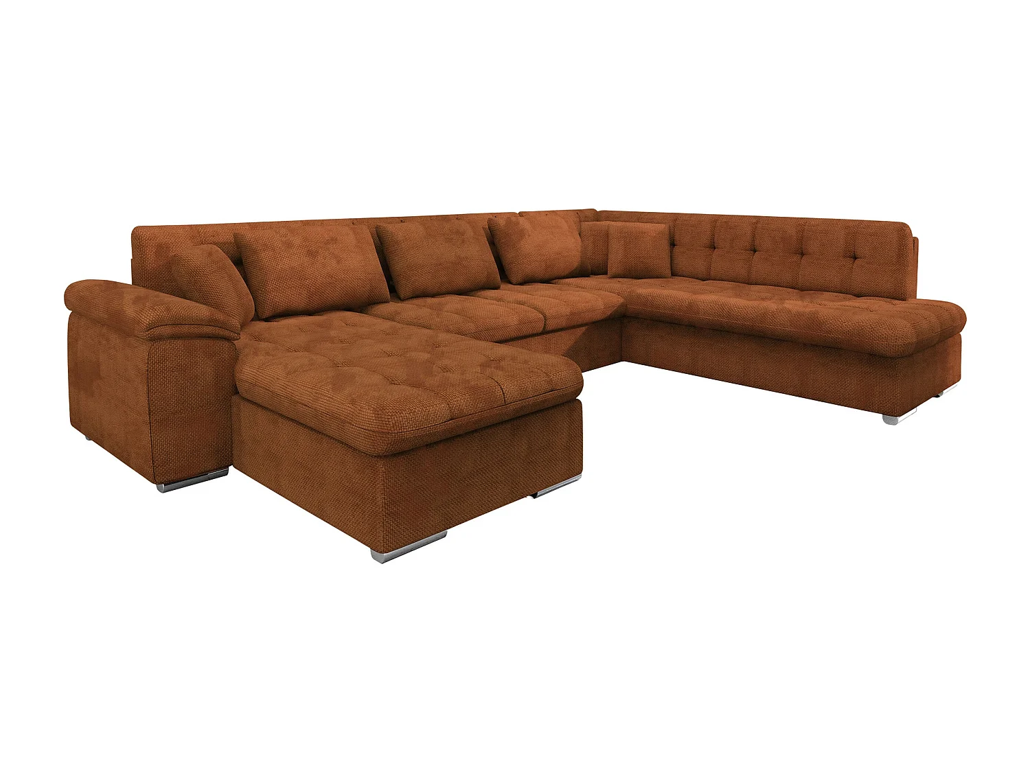 Sofá rinconero Comfivo 114, Marrón, Función de descanso, Almacenaje, 348x205x76cm