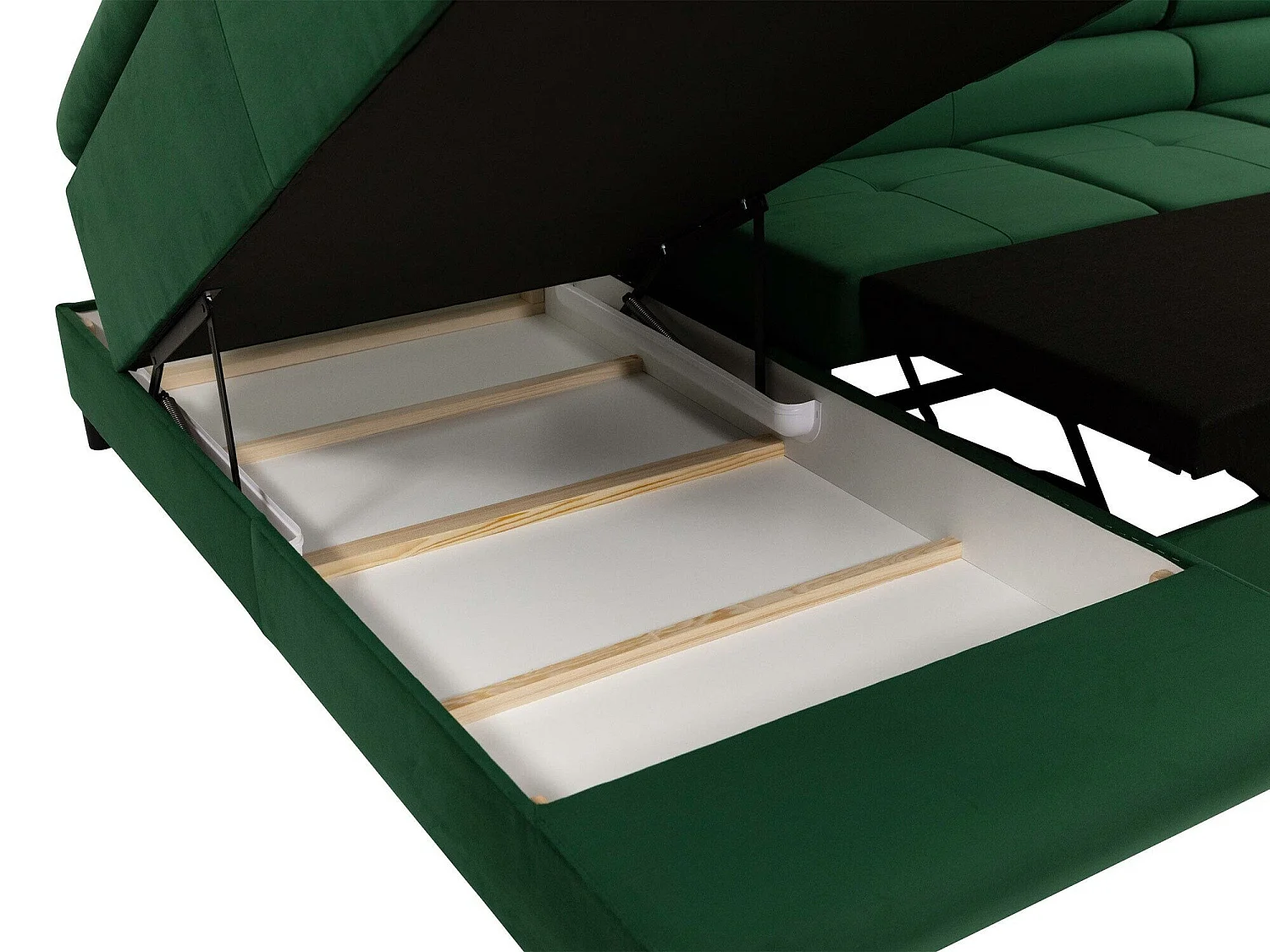 Canapé d'angle Comfivo Eliferu 103, Jaune, Fonction de couchage, Boîte de literie, 346cm