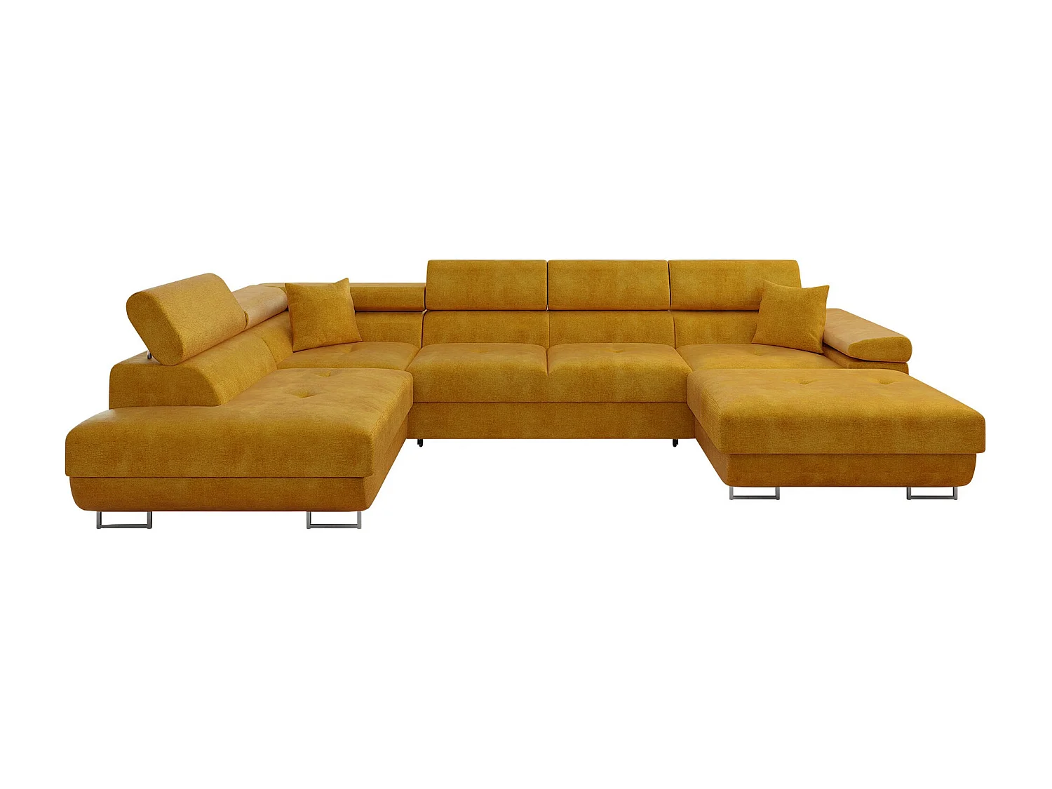 Sofá rinconero Comfivo Vinetum III, Amarillo, Función de descanso, Almacenaje, 346x203cm