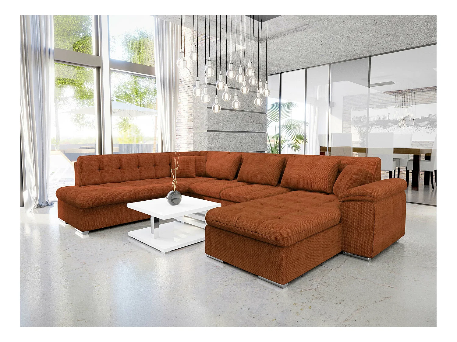 Divano angolare Comfivo 114, Marrone, Con, 348x205x76cm
