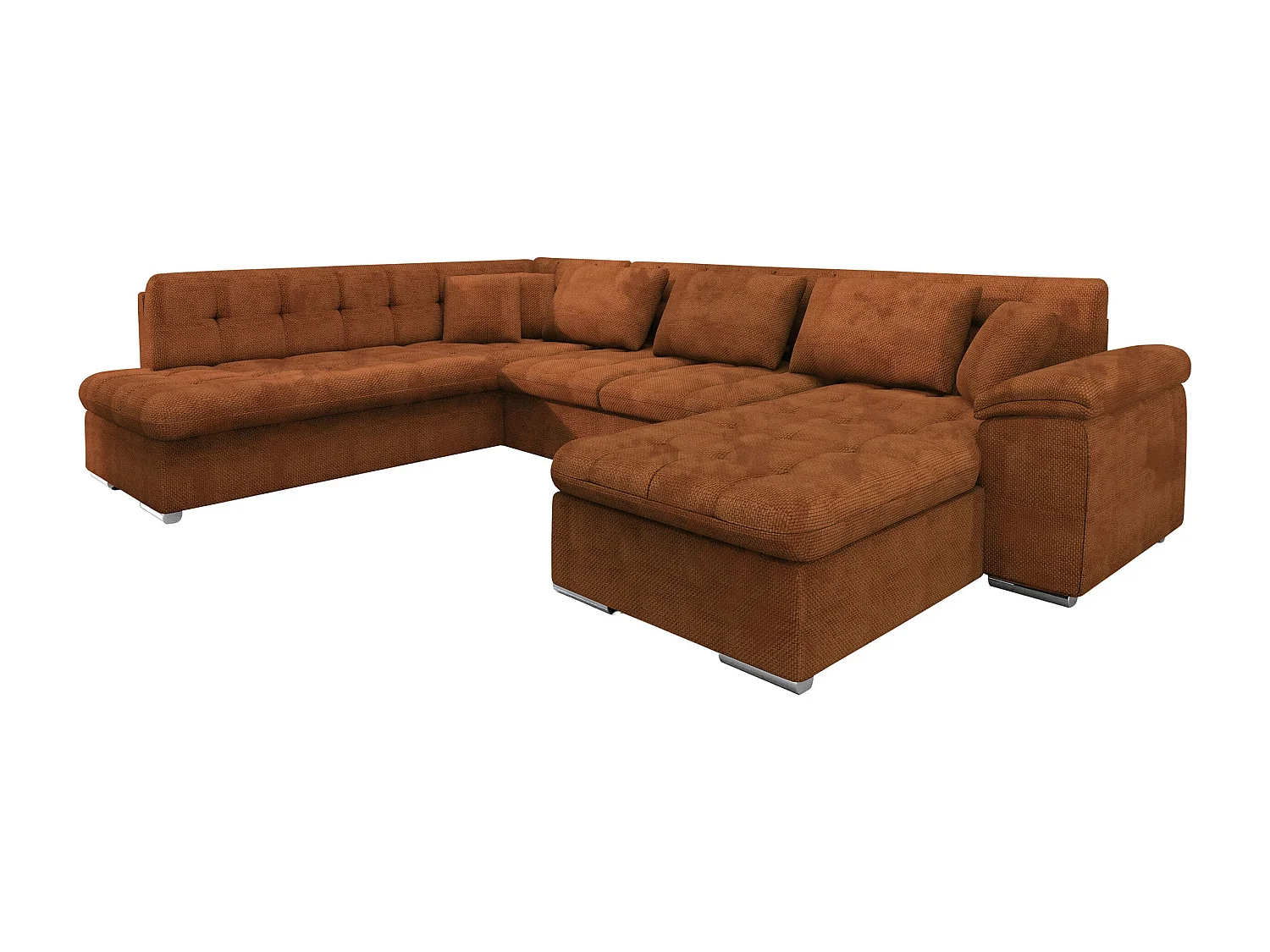 Sofá rinconero Comfivo Gemma, Marrón, Función de descanso, Almacenaje, 348x205x76cm