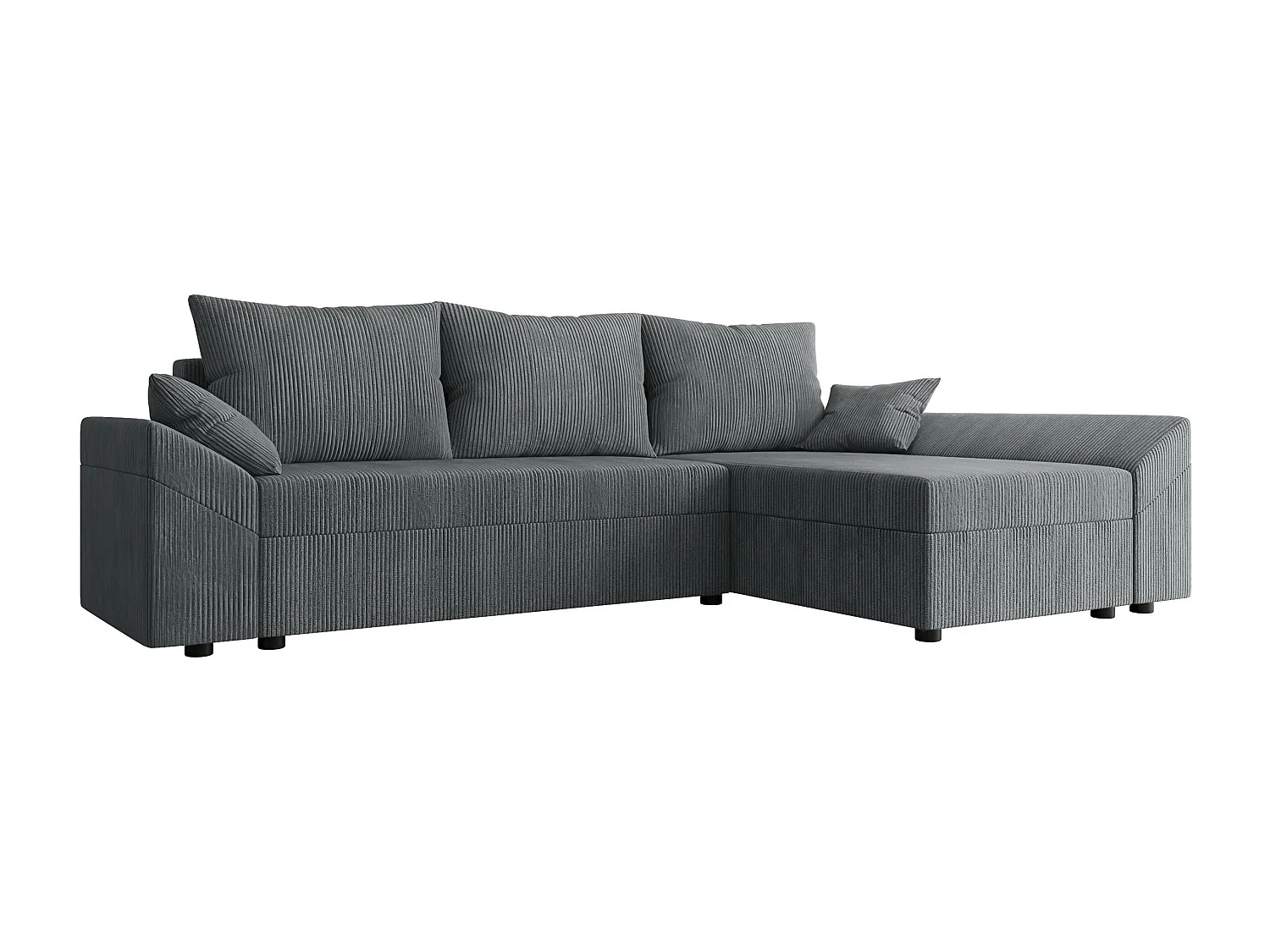 Sofá rinconero Memphis 104, Gris, Función de descanso, Almacenaje, 240x140x82cm