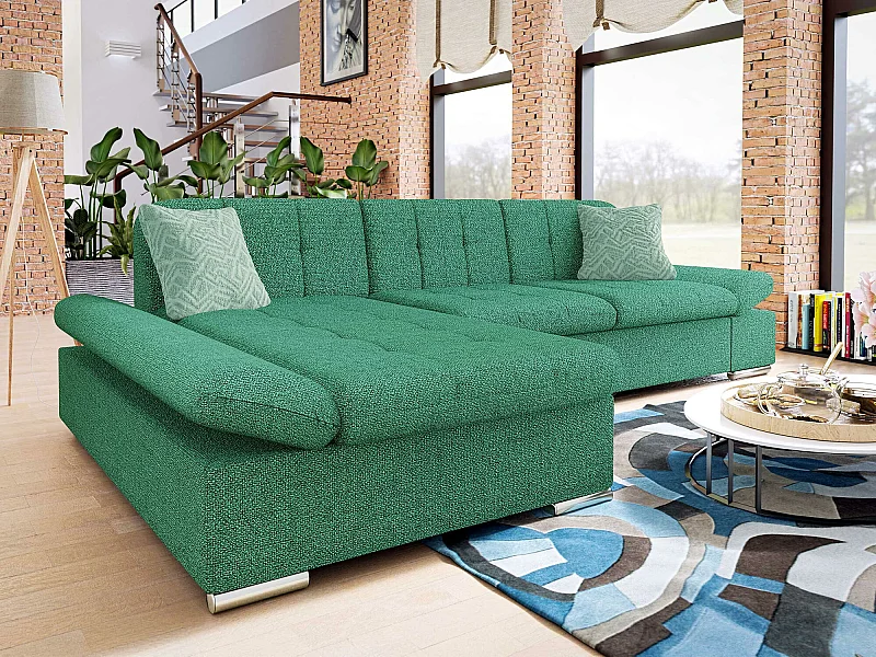 Sofá rinconero Comfivo 219, Verde, 278x161x76cm