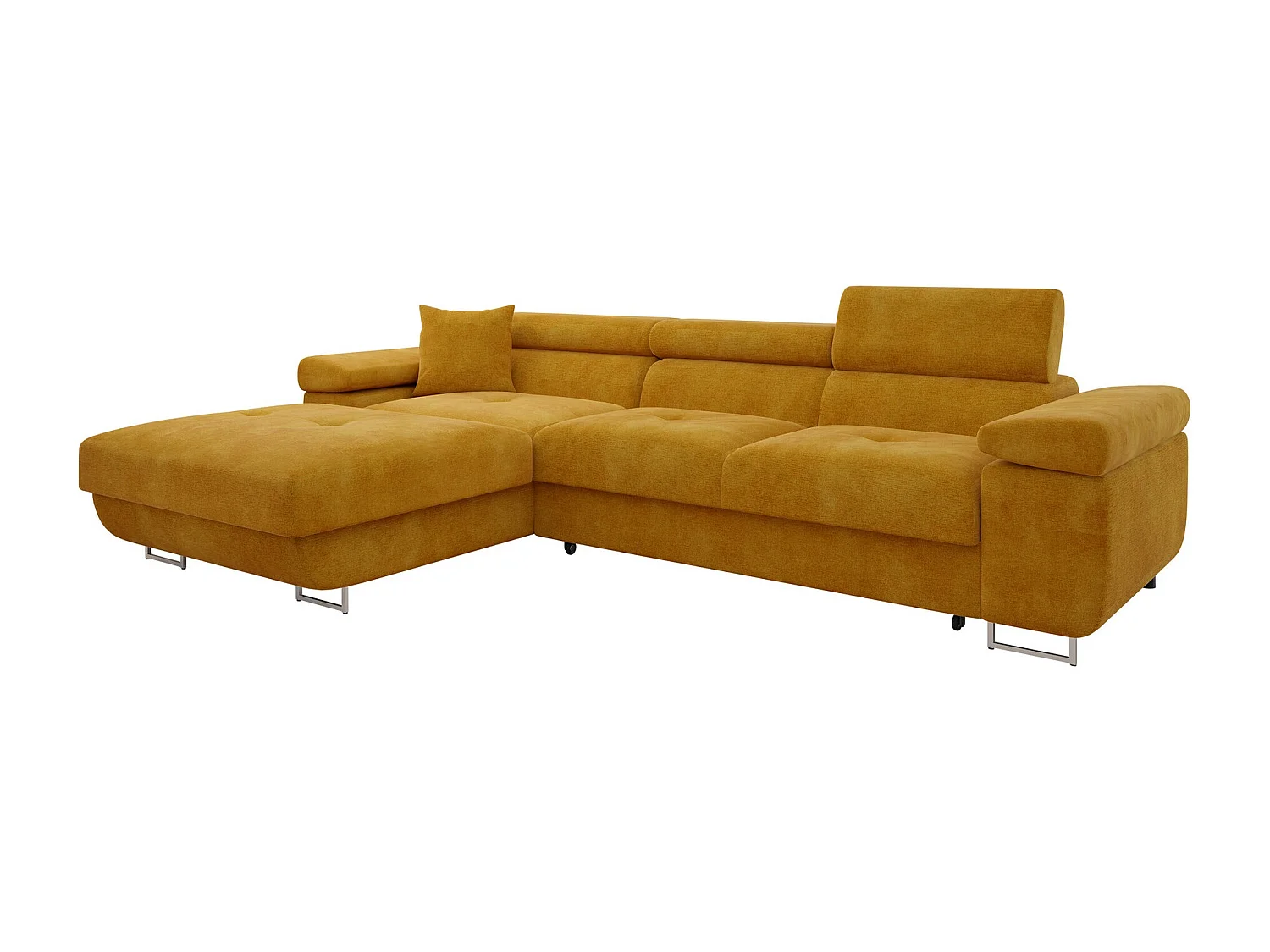 Sofá rinconero Comfivo Vinetum II, Amarillo, Función de descanso, Almacenaje, 280x170cm