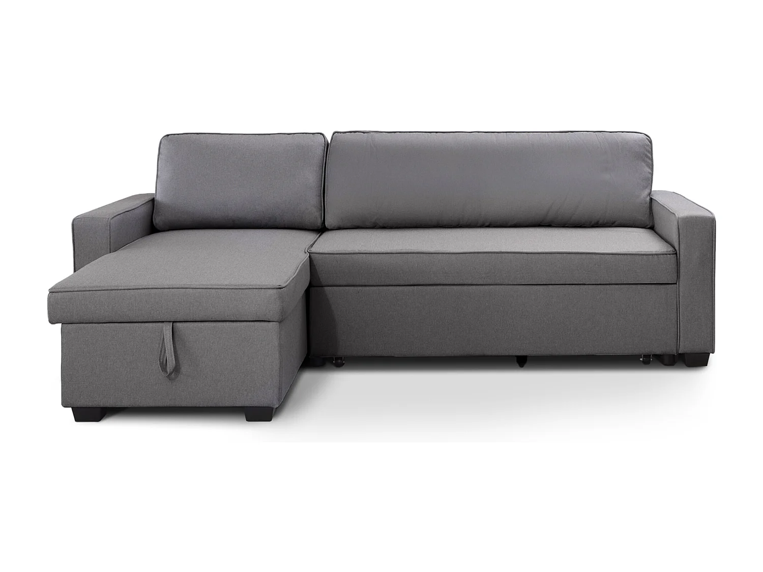 Sofá cama chaise longue de 3 plazas de 215x83x142 cm de tela en color gris con arcón Maxi