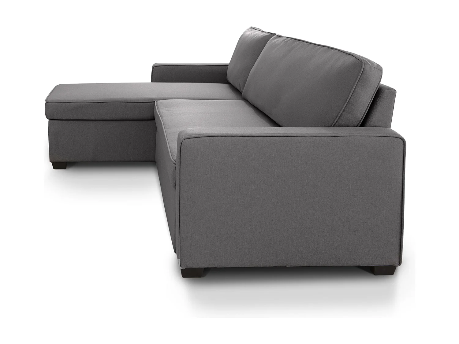 Sofá cama chaise longue de 3 plazas de 215x83x142 cm de tela en color gris con arcón Maxi
