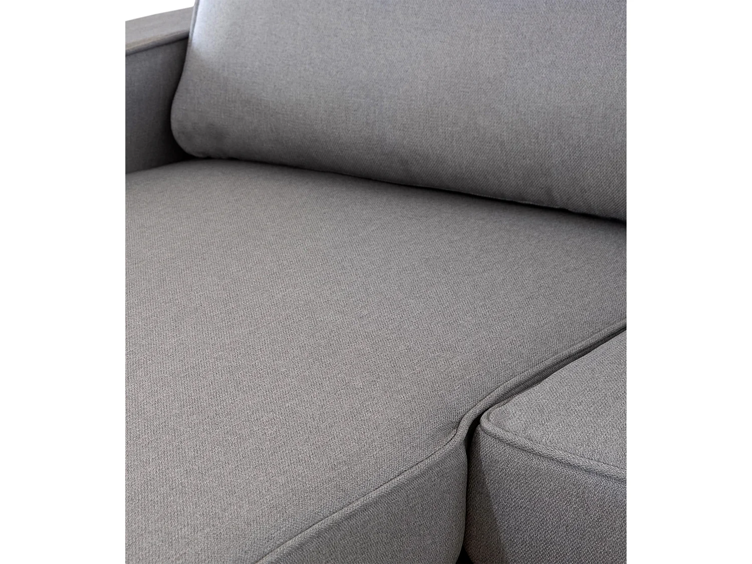 Sofá cama chaise longue de 3 plazas de 215x83x142 cm de tela en color gris con arcón Maxi