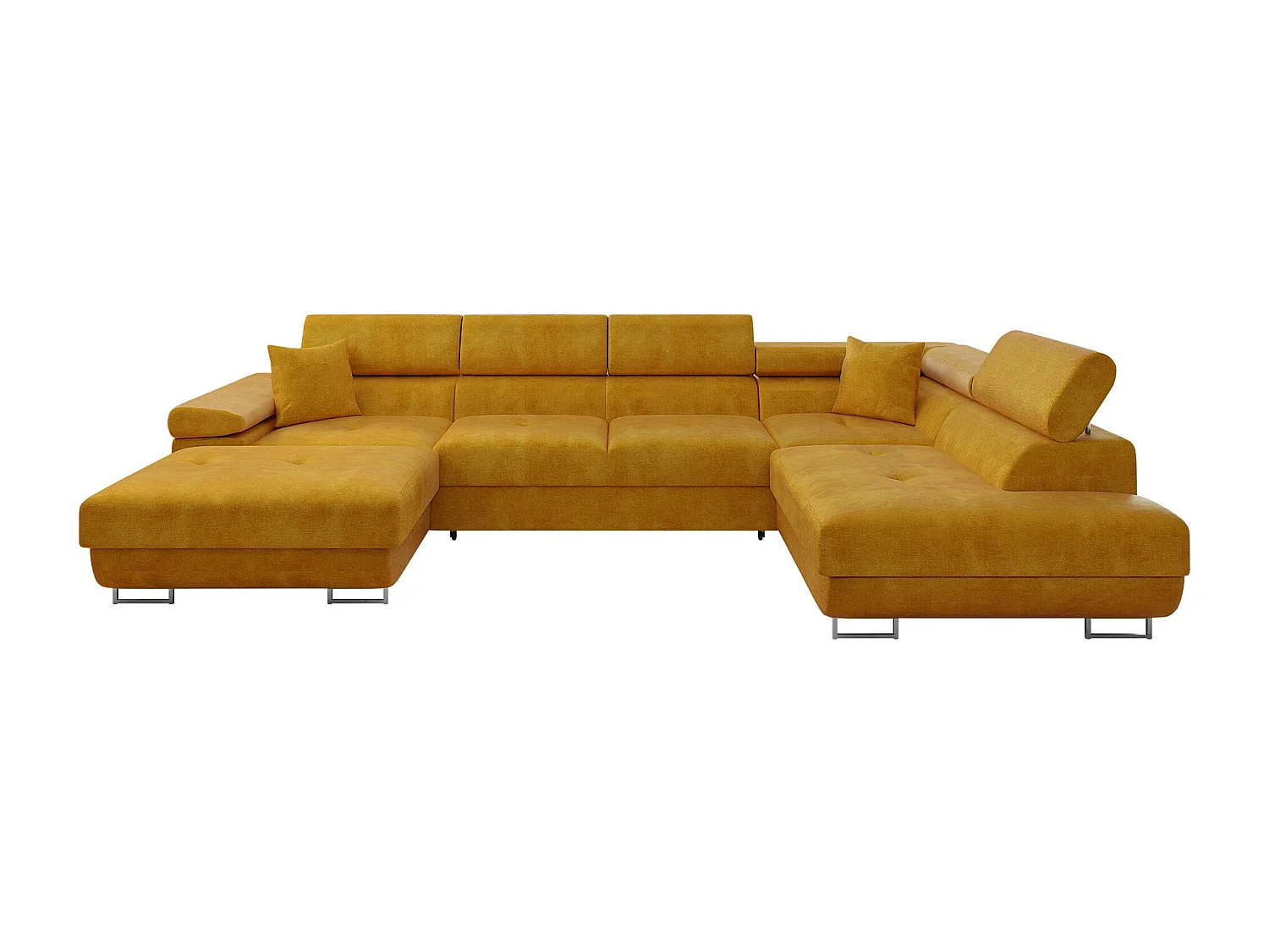 Canapé d'angle Comfivo Eliferu 103, Jaune, Fonction de couchage, Boîte de literie, 346cm