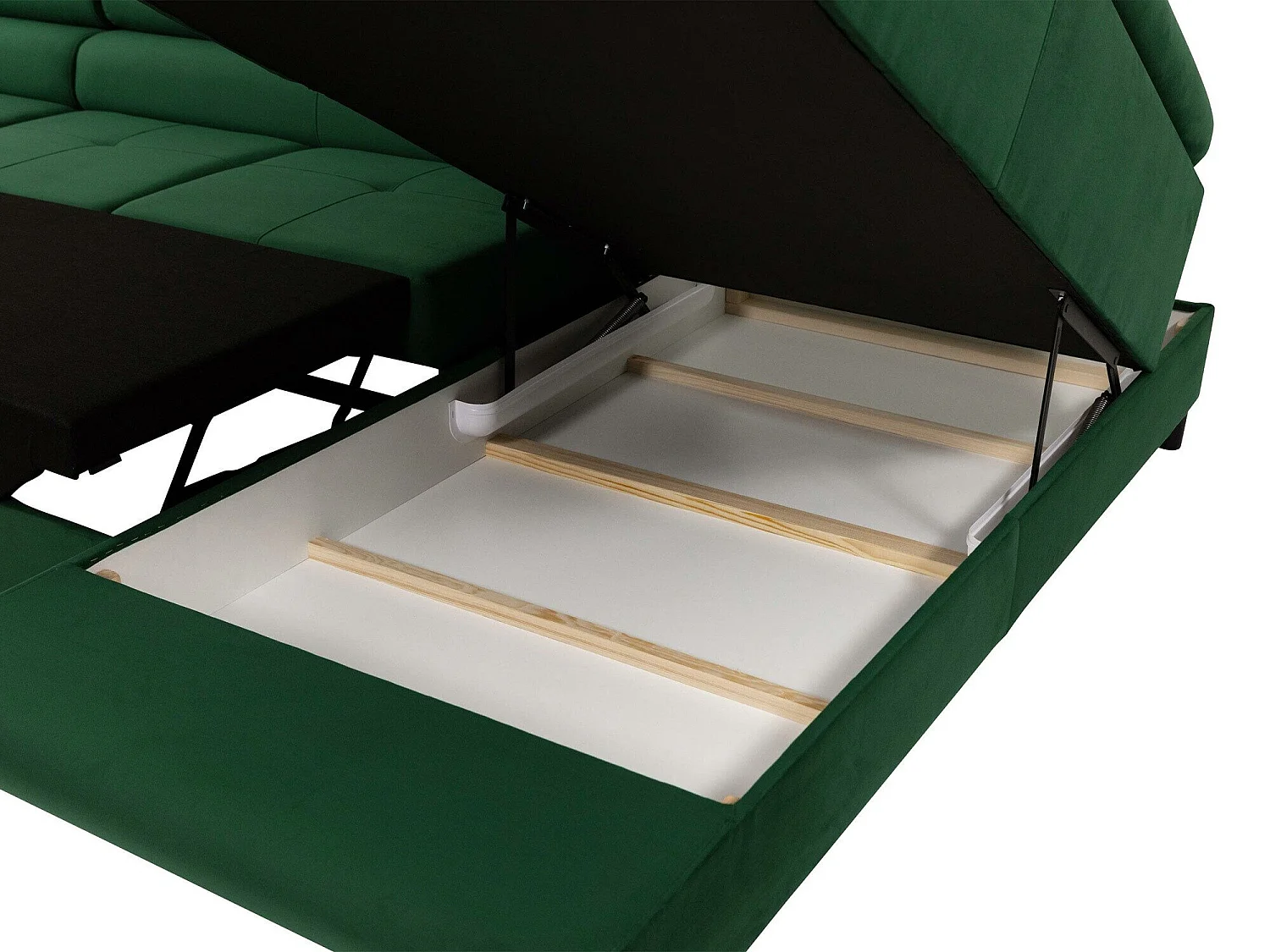 Canapé d'angle Comfivo Eliferu 103, Jaune, Fonction de couchage, Boîte de literie, 346cm