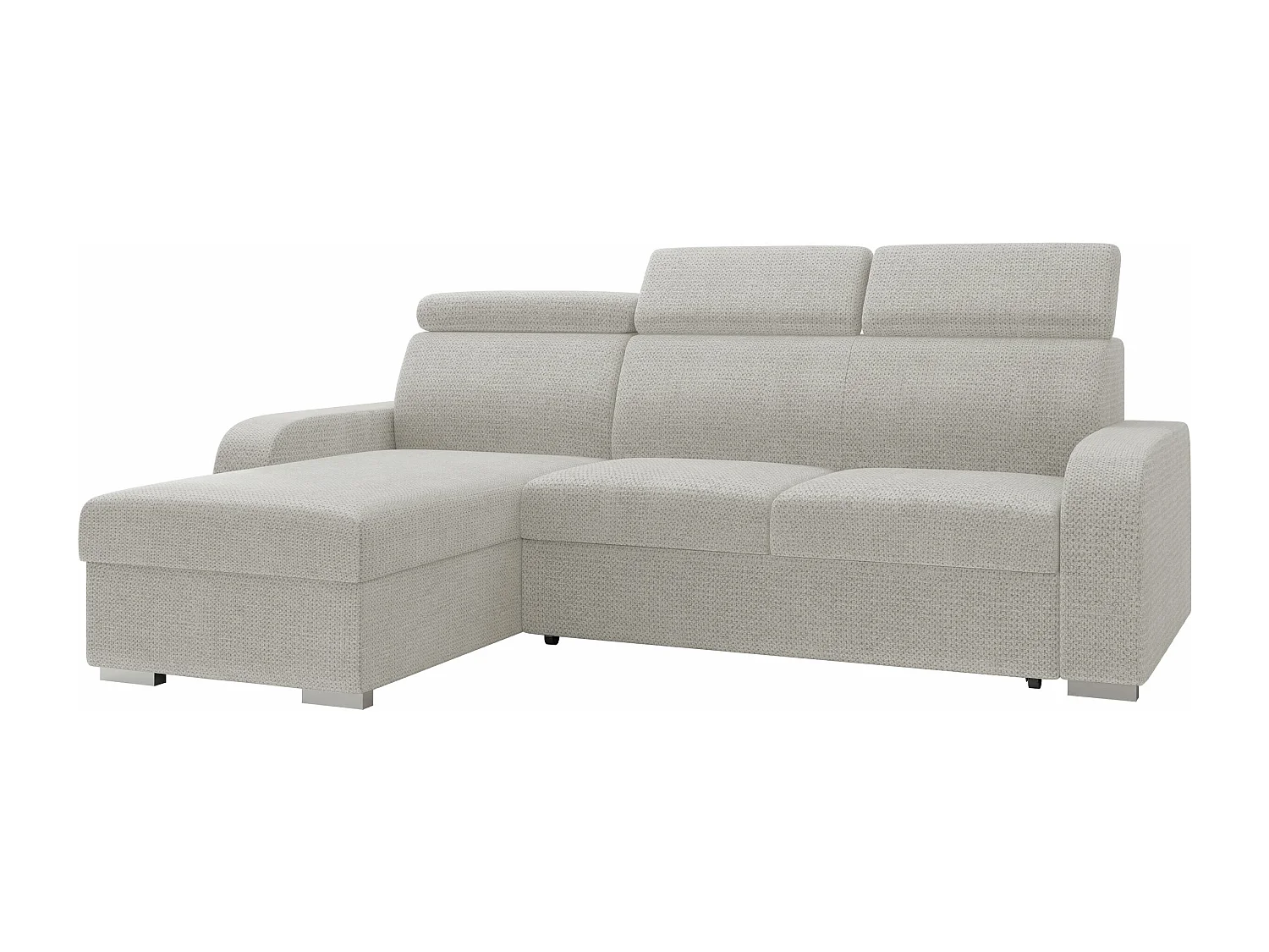 Sofá rinconero Ovos, Gris claro, Función de descanso, Almacenaje, 235x170x85cm