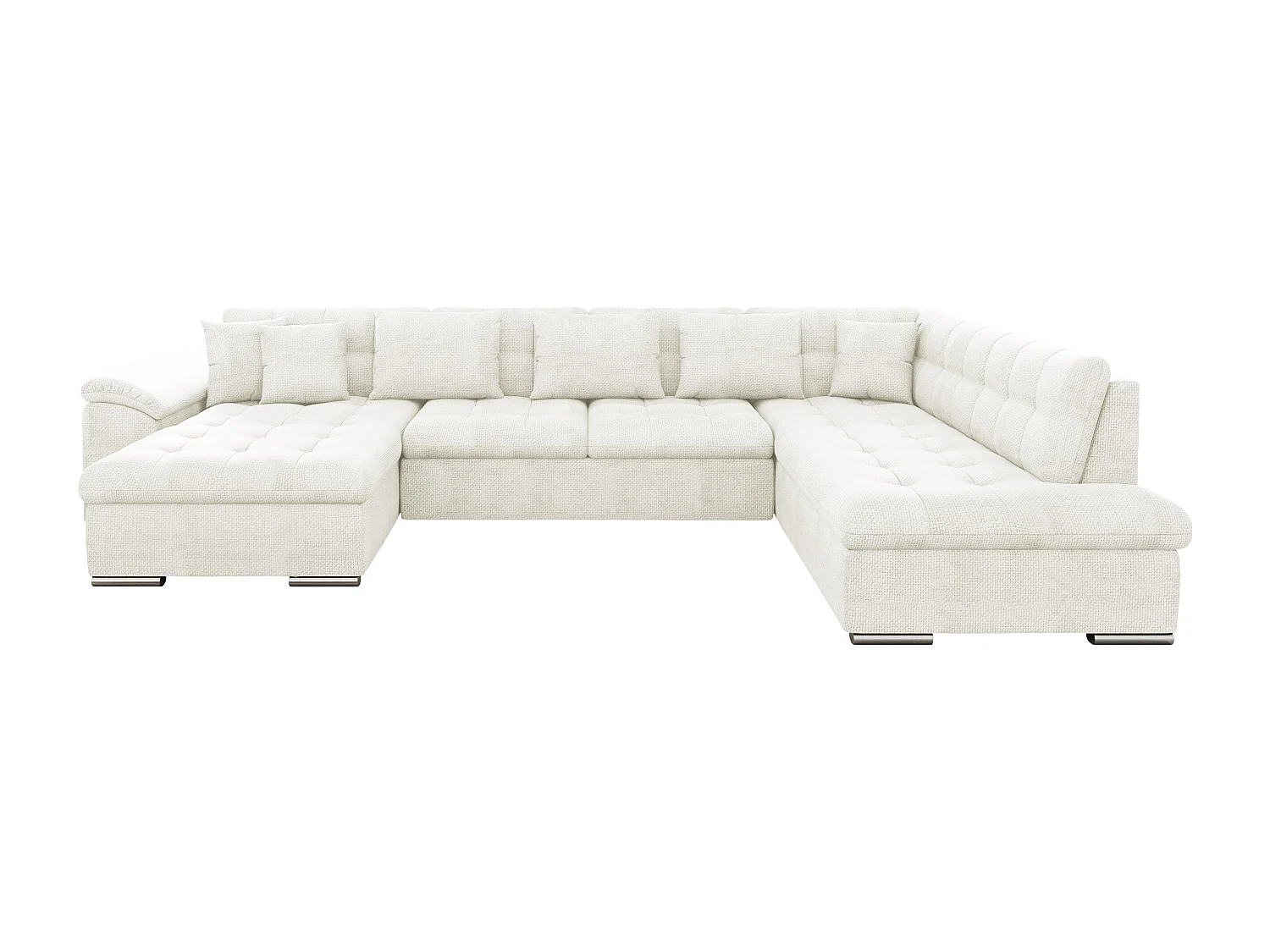 Sofá rinconero Comfivo Gemma, Blanco, Función de descanso, Almacenaje, 348x205x76cm