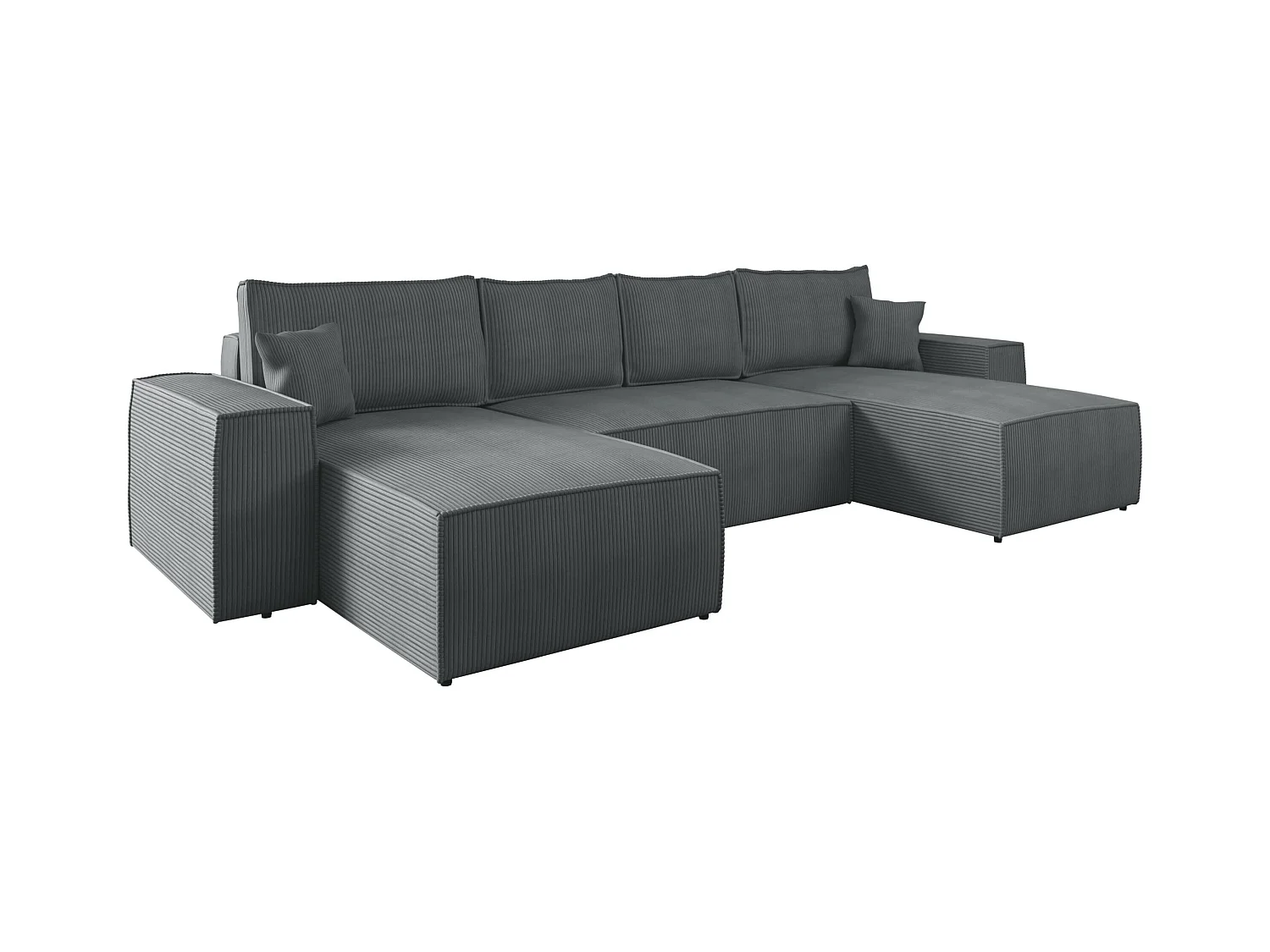 Canapé d'angle Clovis 109, Gris, Fonction de couchage, Boîte de literie, 370x174x94cm