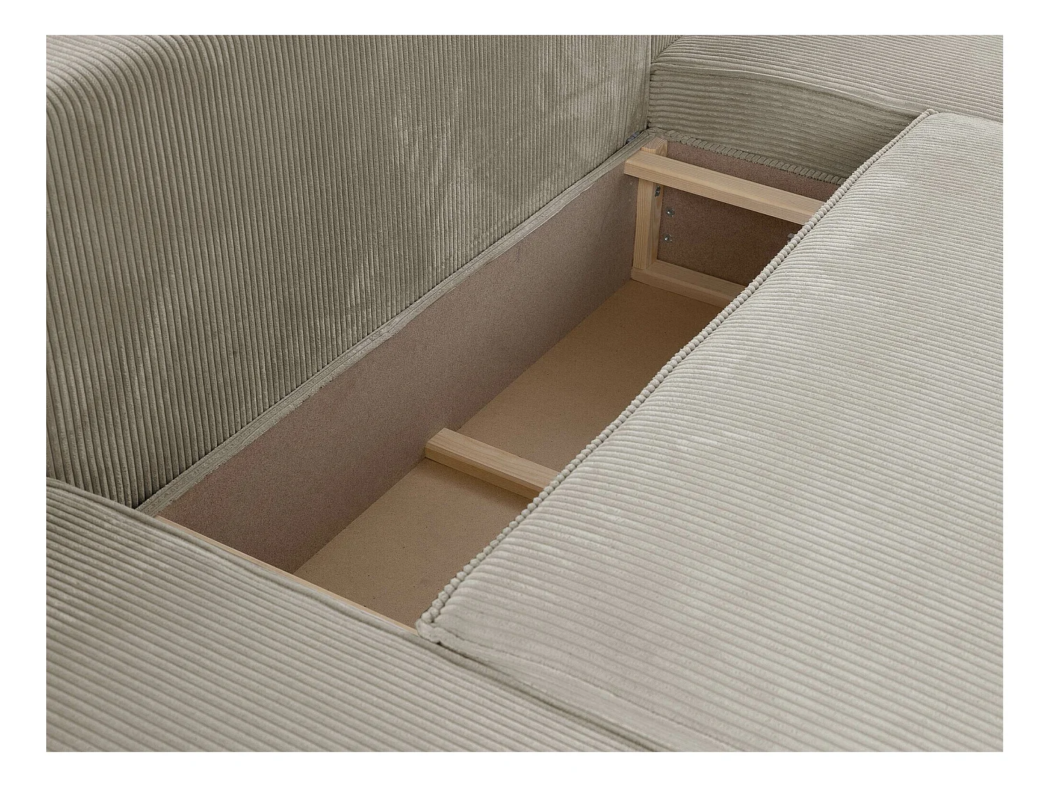 Canapé d'angle Clovis 109, Gris, Fonction de couchage, Boîte de literie, 370x174x94cm