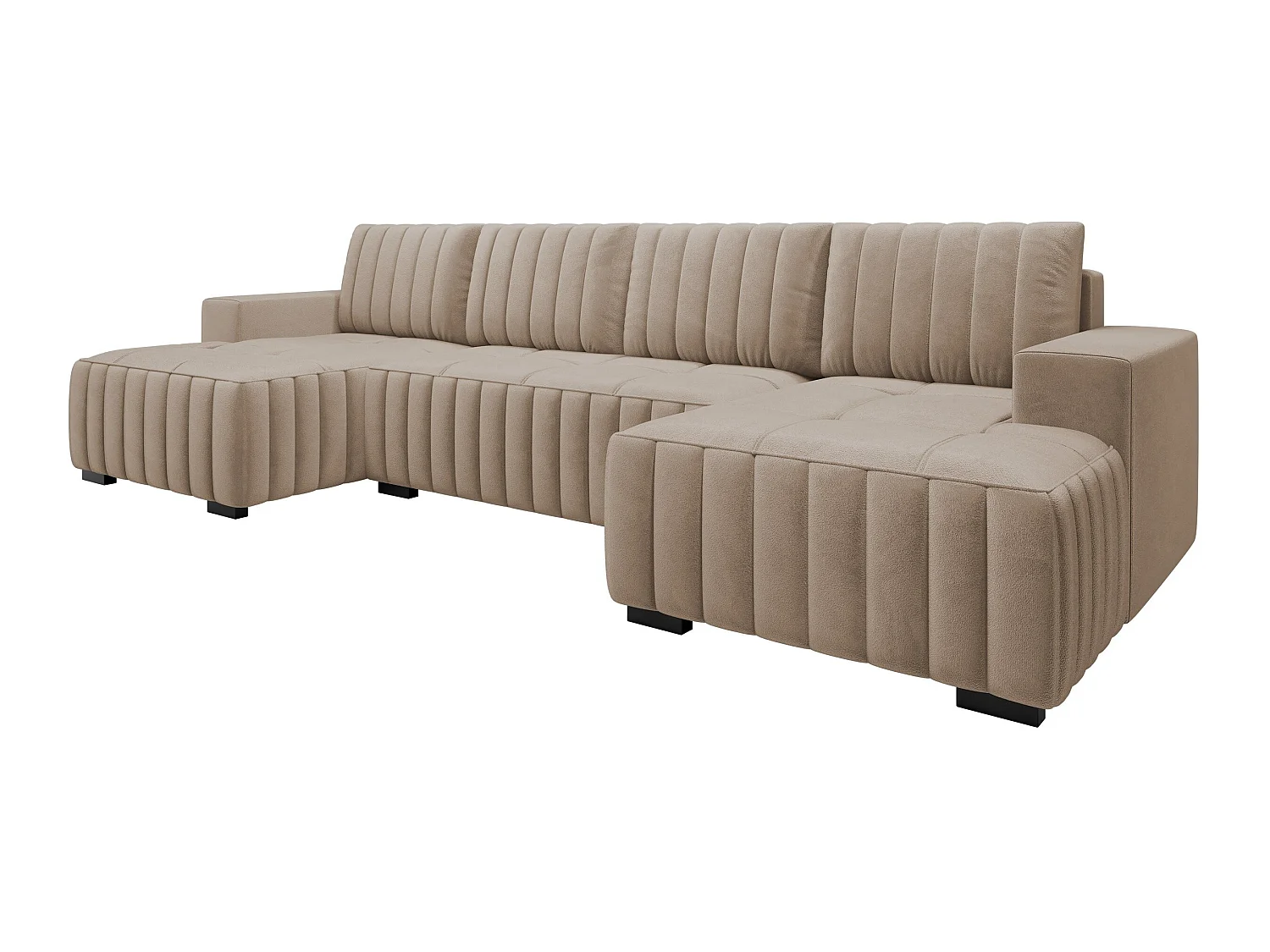 Canapé d'angle convertible 3 places en tissu brun COLUMBUS