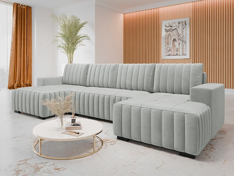 Canapé d'angle Columbus 232, Gris, Disponible, 310x140x85cm